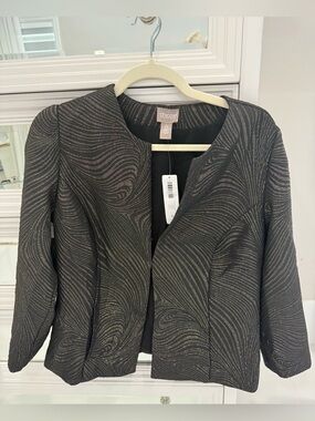 Chico's Black Jacket with Subtle Metallic Swirl